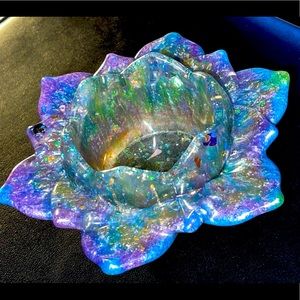 Homemade Lotus Flower candle holder/multi use tray. Customizable made to order.